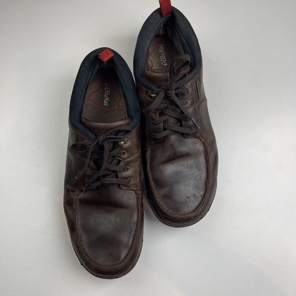 OLUKAI MEN'S MAKOA WATERPROOF SHOES Lace Up Brown Size US 14 - Picture 2 of 14